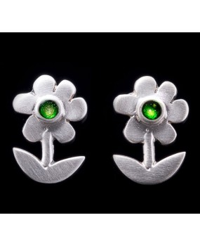Handmade earrings "Green Daisies"