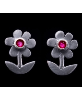 Handmade earrings "Daisies with Black Platinum"