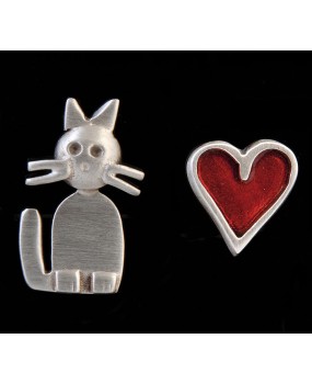 Handmade earrings "Cat - Heart"