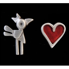 Handmade earrings "Bird - Heart"
