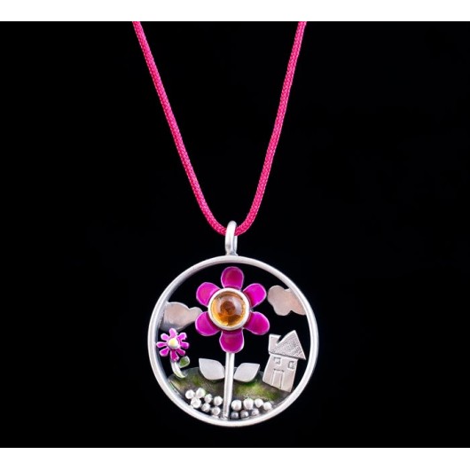 Handmade necklace "Circle flower"