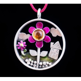 Handmade necklace "Circle flower"