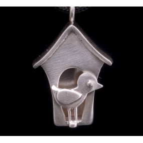 Handmade necklace "Little house with a bird"