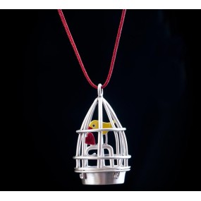 Handmade necklace "Bird in a Cage"
