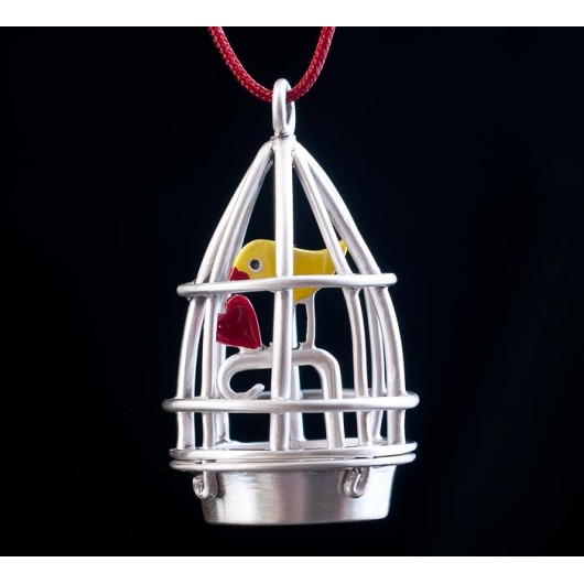 Handmade necklace "Bird in a Cage"