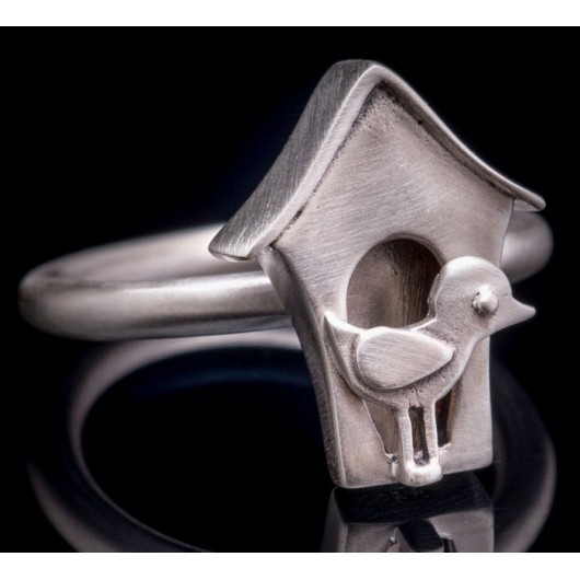 Handmade ring "Bird House"